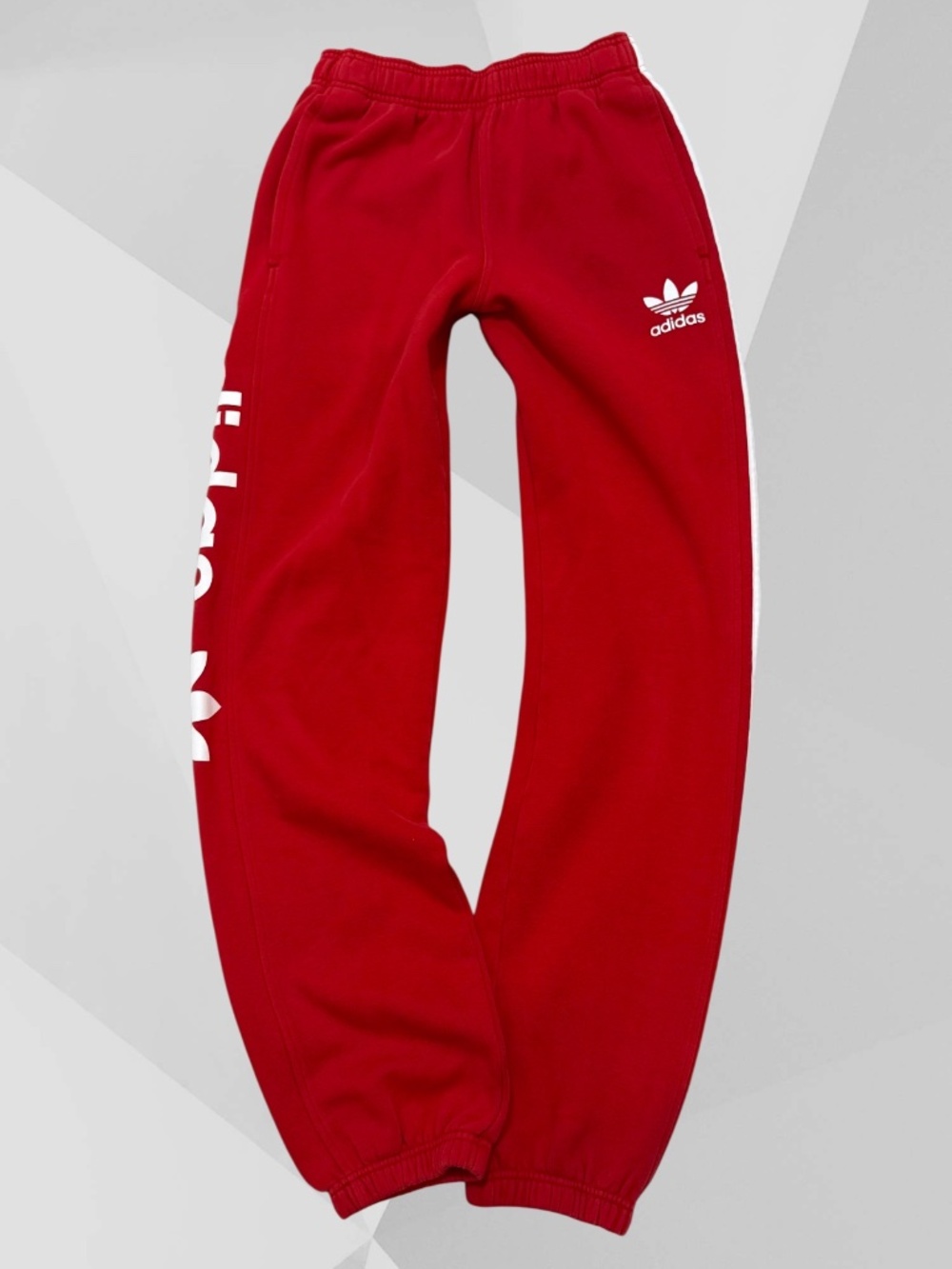 CHAMPION Jogger Sweatpants. Red w/White Adidas Stripes. Youth XL Women's S. EUC